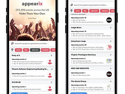 Appearix: Mobile Event Planner app design events mobile ux