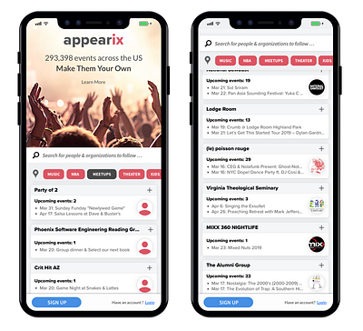 Appearix: Mobile Event Planner app design events mobile ux