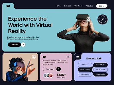 Virtual Reality Landing Page clean dark theme design design system home page interface landing page minimal muhammad ali nav product design site ui ui design uiux virtual reality vr web web design website