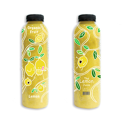 Organic natural juice bottle carrot doodle doodleart fruit fruit juice label lemon