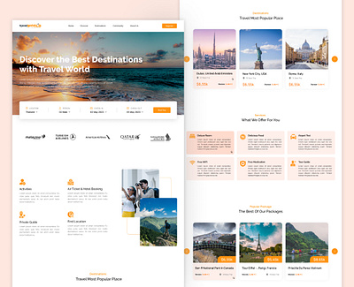 Travel World for Landing Page Design Template branding design graphic design landing page travel travellandingpage ui uiux