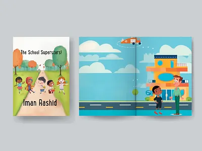 The School Superstars! 3d ai childrens book design illustration midjourney