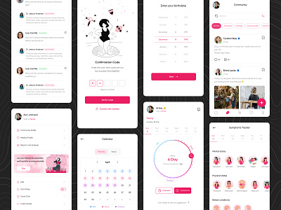 FemLife (Period Tracker App) calender case study community concept design female health home page illustration menstruation cycle mobile app period period tracker ui uiux user experience user interface ux visual design woman