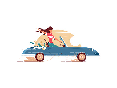 Independent Girl did shopping And Driving car | Illustration car illustration design driving car illustration flat color flat color illustration girl and car girl illustration graphic design happy girl illustration illustrator independent girl inspiration minimal illustration shopping illustration vector vector art