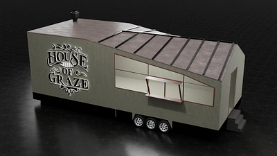 House of Graze Car 3d 3d logo 3d model blender branding car caravan coffee car graphic design illustration logo vector