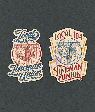 Local 104 (Lineman Union) app brand branding company brand logo company branding company logo design graphic design handmade illustration lettering logo typeface typography ui vector vintage vintage badge vintage font