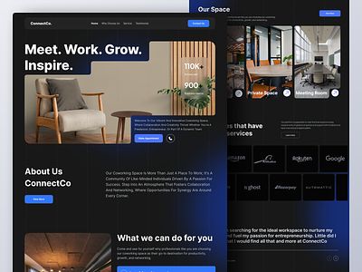 ConnectCo. - Coworking Space Landing Page clean coworking design landing page space ui ui design web design website