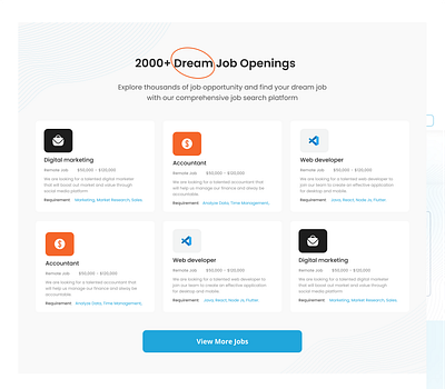 job listing section_landing page design typography ui ux