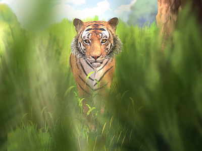 Tiger Day 3d animation animation blender character animation forest hunting illustration india jungle landscape mountains tiger tiger day tiger walkcycle wildlife