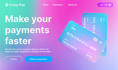 Crisp Pay - Landing Page design finance landing page ui ux design web design