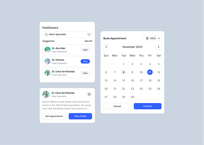 Doctor Booking Component booking calendar clean clinic dashboard components dashboard doctor healthcare medical meeting modals mininmal modals online booking product product design saas schedule schedule metting ui uidesign