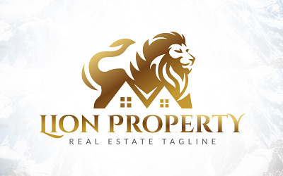 Royal King Lion Property Real Estate Logo agency animal architecture building city logo cityscrepe construction home housing investment king lion logo logo design management mountain power property real estate realtor roof