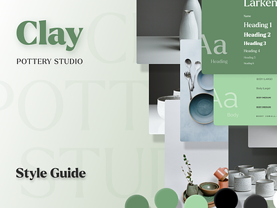 Clay Pottery Studio ceramic clay clean darkmode dishes earthenware green home landing modern new picture pottery potterystudio studio styleguide ui uipractice web webdesign