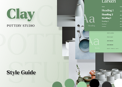 Clay Pottery Studio ceramic clay clean darkmode dishes earthenware green home landing modern new picture pottery potterystudio studio styleguide ui uipractice web webdesign