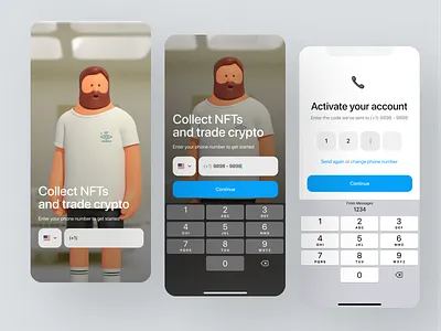 NFT Application - Signup app character design login marketplace minimal mobile nft nft marketplace register signin signup ui