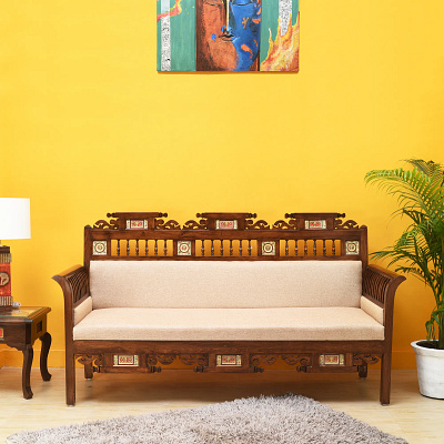 Comfort and Class Combined: 3-Seater Wooden Sofa for Sale