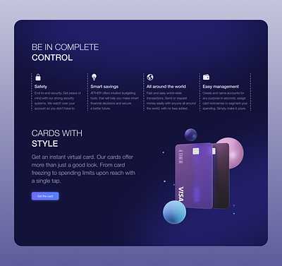 ÆTHER website card section 3d 3d art banking blender blender3d concept cycles design illustration ui visual website