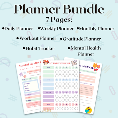 Digital Planner To Do List, Gratitude, Habit , Workout. abstract art aesthetic aesthetic print aesthetic printable aesthetic wall art artist daily planner desigh design gratitude planner habit tracker illustration mental health planner monthly planner planner planner printable ui weekly planner workout planner