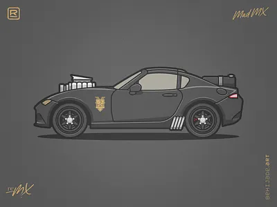 reMX - Mad MX black car falcon film gold illustration mad max mazda movie mx5 roadster tribute vector