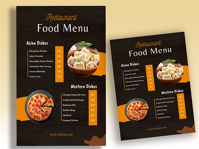 Menu Flyer for Indian & Western Dishes branding design graphic design menu photoshop socialmedia