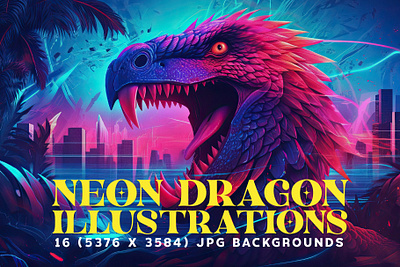16 Neon Dragon Illustrations in 5K app branding design graphic design illustration logo typography ui ux vector