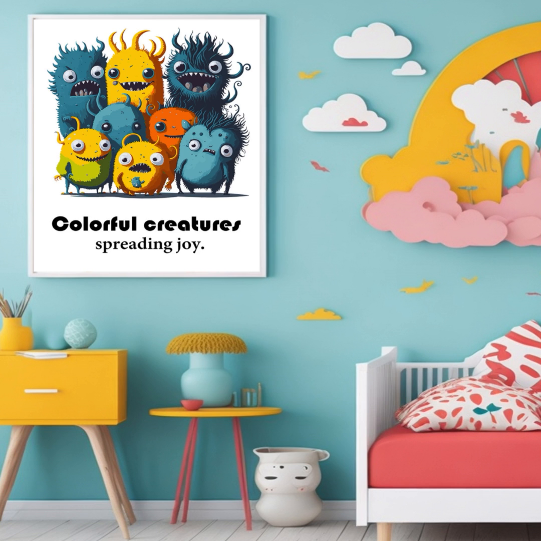 kids Monster Wall Art, Kids Room, Digital Wall Art Home Decor by Aimen