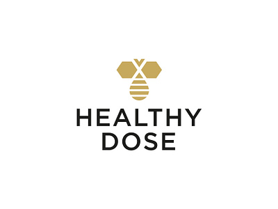 Healthy Dose Logo bee dose drop fly food healthy healthy dose hexagon honey logo