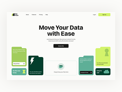 FileFlow hero screen branding design illustration landing page logo service sharing typography ui