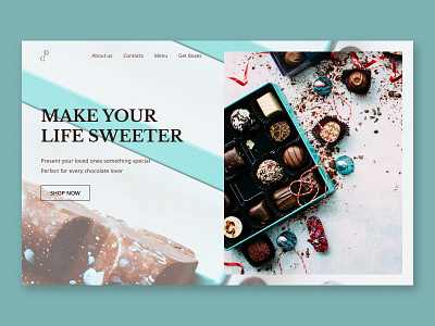 Concept first screen "Сhocolate Dream" chocolate design