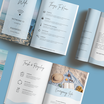 Welcome Book Template airbnb airbnb welcome book branding canva canva template graphic design guestbook host house manual magazine real estate rental short term rental super host vacation welcome book welcome flyier