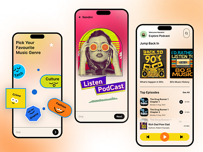 PodCast - Retro Theme app design figma illustration podcast retro theme ui ui design