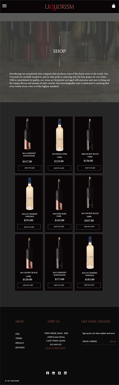 Liquor Website Design branding design liquor store liquor website ui uiux web design