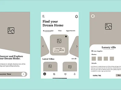 Real estate mobile app prototype app design app screen branding design graphic design prototyping real estate ui uiux web design