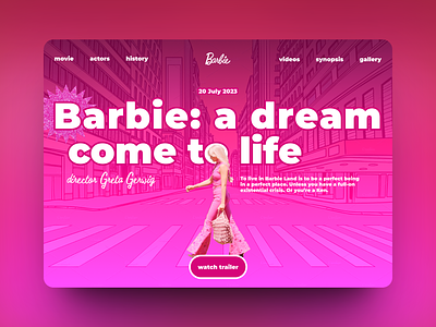 Barbie movie website barbie barbie movie creative design doll girl power kids landing page margo robbie movie website pink pink mood promo toy trend ui ux webdesign website women