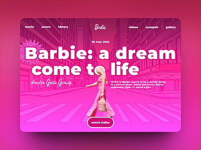 Barbie movie website barbie barbie movie creative design doll girl power kids landing page margo robbie movie website pink pink mood promo toy trend ui ux webdesign website women