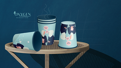 Design an Illustration paper coffee cup for Oxygin coffee cup design cup design graphic design