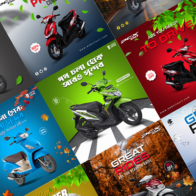 Scooty Instagram post banner template advertising banner branding design electric graphic design media motorcycle post scooty social