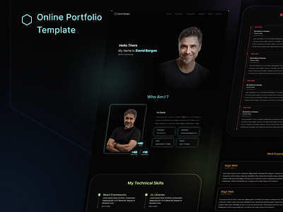 Online Portfolio Template dark design figma glass hero inter landing landing page neon portfolio template ui ux web