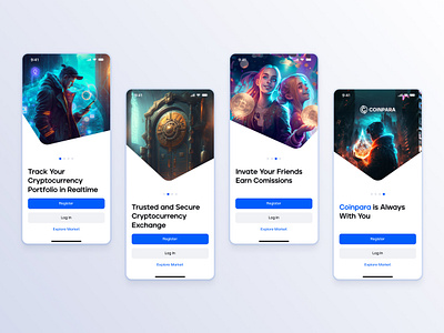 Coinpara - Onboarding Screens app crypto design illustration mobile onboarding ui ui design