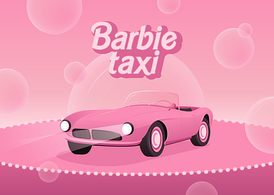 Retro Barbie taxi design art barbie bmw car design graphic design illustration pink retro taxi vector