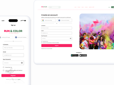 Daily UI #001 Sign Up app screen application colorrun contest registration dailyui desktop form login mobile mobile apps modal register run signup ui uiuxdesign ux web webapp website