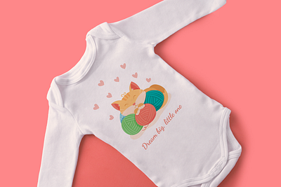 Cute baby bodysuit design with a kitty art baby babyclothing body bodysuit cute design graphic design illustration kitten kitty vector