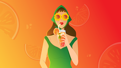 Summer girl character vector illustration art character coctail design girl graphic design illustration orange summer vector