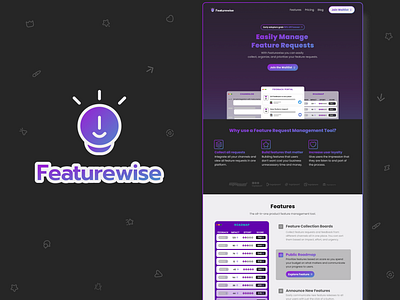 Featurewise - SaaS Brand & Landing Page Concept branding landing page logo saas ui ux web design