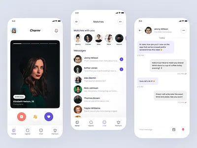Charmr - Dating app ui kit app dating app design landing ui uiux ux
