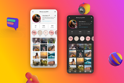 📱✨ Instagram Profiles: A Fresh UI Perspective! 🚀🎨 app branding design graphic design illustration logo typography ui ux vector