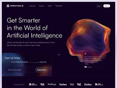 Opentools AI Newsletter Design aidesign ailandingpage graphic design minimal ui design uiux website