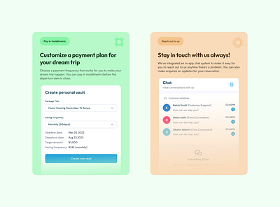 Feature cards for TravelbayHQ branding cards clean design figma travel ui ui design