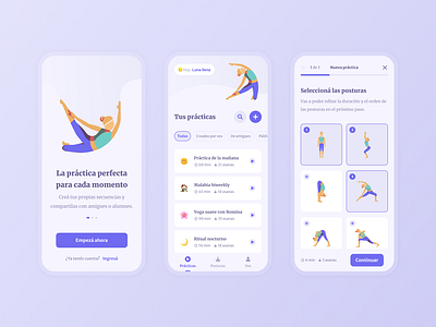 Yoga app app create exercise health meditation minimalist mobile practice select training ui violet welness yoga
