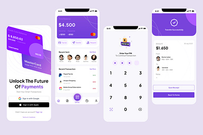 Digital Banking Wallet Mobile App UI Design bank app banking app branding design digital wallet e wallet finance fintech mobile apps mobile payments money money app money transfer app payment payment app payment app ui ui bank ui design ux design wallet app